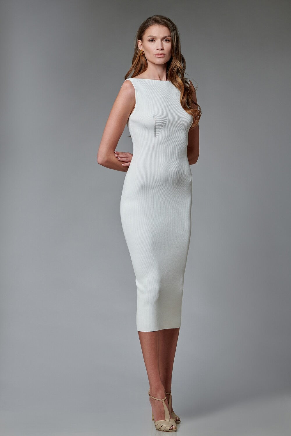 White Ribbed-Knit Midi Dress – AnnaVictoriaChicago
